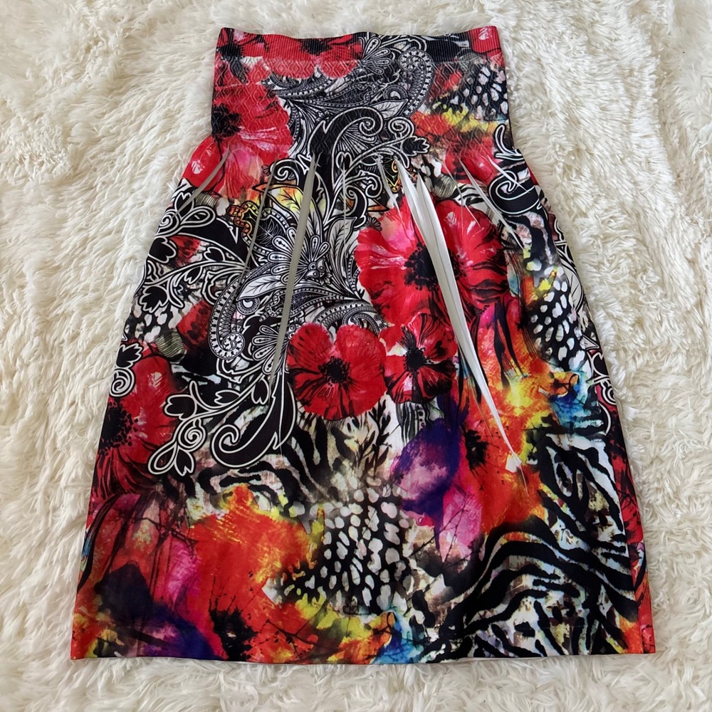 JJ Authentic Floral Paisley Print Pleated Skirt/Dress Multicolor A-Line Size M/L